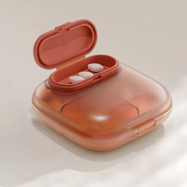 Imagem de 1 caixa organizadora de comprimidos transparente com 5 compartimentos herméticos, inclui 4 caixas pequenas transparentes e 1 opaca removível, estojo portátil para armazenamento de vitaminas (laranja)