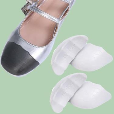 Imagem de 2 almofadas antiderrapantes para o antepé deslizantes para o antepé, tampões de bico de espuma de poliuretano, redutores de tamanho, protetor de dedo do pé macio, Cinza, XS