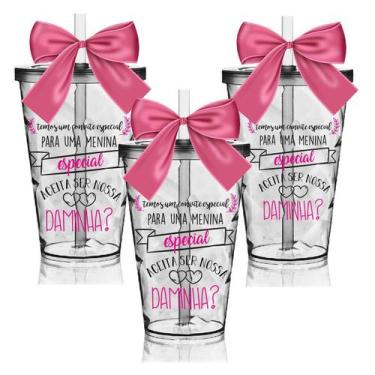Imagem de Kit De 3 Copos Lembrancinha Personalizado Para Daminha. - Krystalon