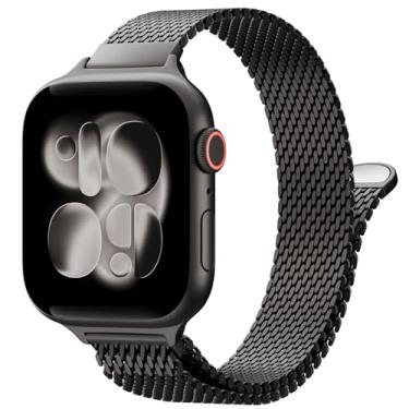 Imagem de TRA Pulseira fina milanesa compatível com Apple Watch séries 11, 10, 9, 8, 7, 6, 5, 4, 3, 2 e 1 de 38 mm, 40 mm, 41 mm, 44 mm, 45 mm, 49 mm, ultra SE