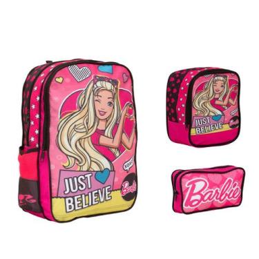 Imagem de Kit Bolsa Mochila Infantil Feminina Barbie Pre Escola Barata - Toys 2U