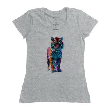 Imagem de Camiseta estampada básica tigre - MINIMALLI, Feminino, Cinza, GG