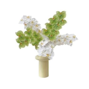 Imagem de CFGH6FDF Buquê de simulação de íris verde hidratante para festa e sala de estar, decoração de mesa, jardim, flores falsas