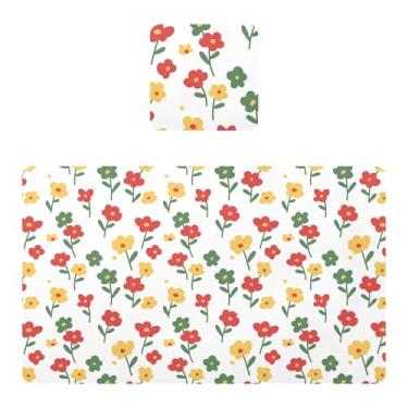 Imagem de Burbuja Jogo americano de flores conjunto de 4 para mesa de jantar, tapetes de mesa de PVC à prova d'água, antiderrapantes, resistentes ao calor, fáceis de limpar, 30 x 45 cm