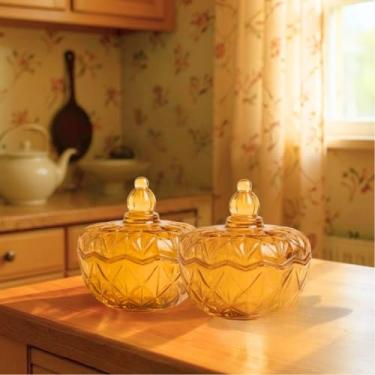 Imagem de Bomboniere Potiche de Vidro Madri Gold 700ml Âmbar Pote Decorativo Elegante para Doces e Mesa Posta(2)