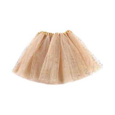 Imagem de Vestido De Princesa Dourado Para Meninas, Saia Tutu De Dança Para Meni