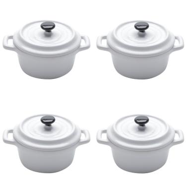 Imagem de Conjunto 04 Mini Caçarola De Porcelana Branca 150ml Wolff