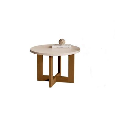 Imagem de Mesa de Centro 8001 Luxo Quadrada 60cm Perola-nature Branco para Sala JB Móveis