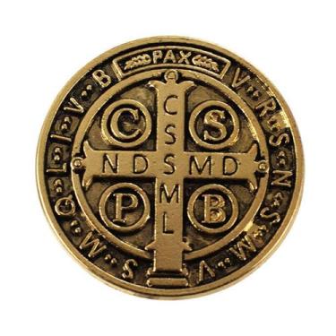 Imagem de Broche Medalhão São Bento Dourado 2.5x2.5cm - Taimes