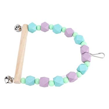 Imagem de Balanços para pássaros, balanço de bloco de madeira colorido de papagaio seguro para papagaios médios para papagaios pequenos