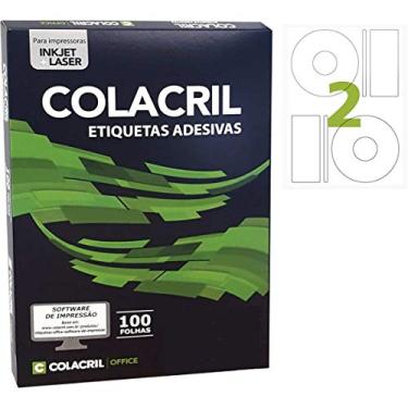 Imagem de Etiqueta Adesiva Colacril, Ink-Jet / Laser Carta, Redonda, CC100CD, Branco, diâmetro de 115 mm, envelope com 100 fls-200 etiquetas