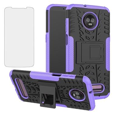 Imagem de Asuwish Capa de celular para Moto Z3 / Z3 Play com protetor de tela de vidro temperado e suporte fino híbrido resistente capa protetora para Motorola MotoZ3 Z 3 3Z Z3play celular mulheres homens roxo