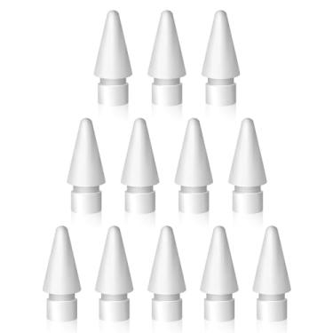 Imagem de Midhaad Pontas de substituição para Apple Pencil de 1ª e 2ª geração, sem desgaste, ponta fina, controle preciso, caneta Stylus para iPad Pro/Air/Mini, branca, pacote com 12