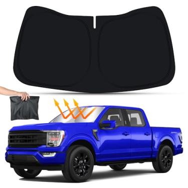 Imagem de LUNQIN Para-sol de carro para Ford F-150 F150 2021 2022 2023 2024 Caminhão Relâmpago Auto Acessórios Internos Para-brisa Frontal Para-brisa Dobrável Isolamento Protetor de Privacidade Guarda-sol