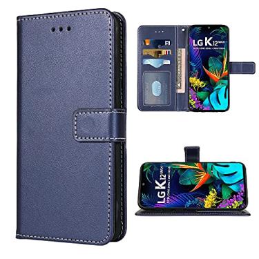Imagem de FDCWTSH Compatível com LG K40/K12 Plus/X4 2019/Solo LTE/Xpression Plus 2/Harmony 3 capa carteira alça de pulso capa flip capa suporte cartão capas para celular para LGK40 K 40 40K L423DL LMX420 azul