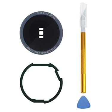 Imagem de Ubrokeifixit Capa de vidro para porta traseira Gear S3 Frontier de substituição para Samsung Gear S3 Frontier SM-R765 SM-R760, com kit de ferramentas (lente de vidro R765/R760)