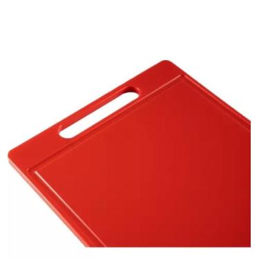 Imagem de Tábua Placa De Corte Profissional Polietileno Canal 25x35cm Cor Bege (Vermelho)