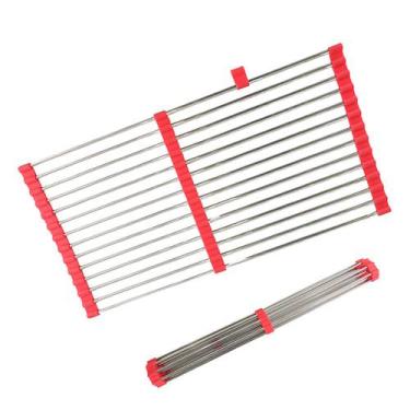 Imagem de Escorredor Esteira Extensivo Inox Silicone Pia Cozinha Panela Prato Ut