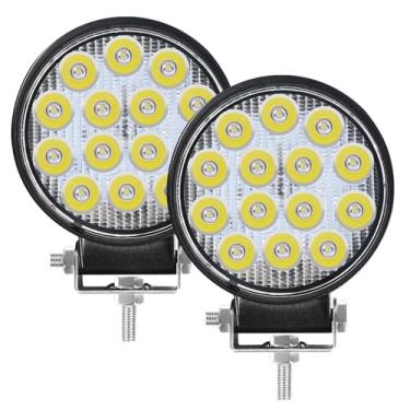 Imagem de nifeida Barra de luz de LED redonda 2 peças luzes de inundação Led Off Road, 4,5" 140 w 14000LM Pod Fog Driving Bar Bumper para caminhões, trator, SUV, caçadores, ATV