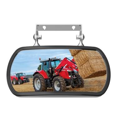 Imagem de Lifronkit Espelho de trator, retrovisor de aço inoxidável e espelho lateral para tratores, empilhadeiras, caminhões, barcos, adequado para John Deere, Kubota e mais, espelho convexo com suporte em U,