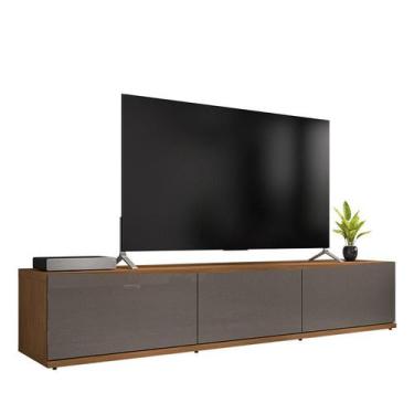 Imagem de Rack Para Sala Tv Eros 180 Com 2 Portas e 1 Gaveta - Casa D, Cinza Pér