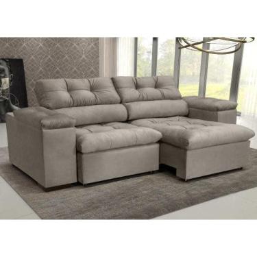 Imagem de Sofá 3L 2,2m Retr/Recl Veludo OLM Vancouver - Bege Claro - Olm Estofad