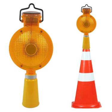 Imagem de Sinalizador Solar Viário Cone Obra Luz Solar Automático Sinalização Ch