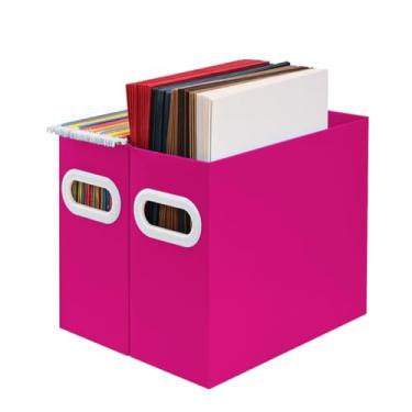 Imagem de Aosric Organizador de arquivos pendurado, organizador de pasta de arquivos de papelão para tamanho carta, caixa de armazenamento de documentos de mesa, caixas de suporte de pasta de arquivos portáteis