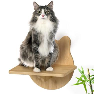 Imagem de Prateleiras de parede para gatos para escalada – Montagem na parede para casa de gato – Móveis flutuantes de madeira para ambientes internos – diferentes modelos incluindo prateleiras, poleiros, rede