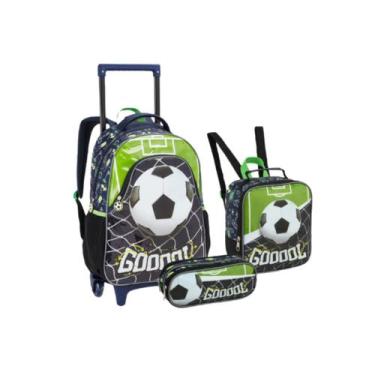 Imagem de Kit Mochila Rodinha Lancheira Estojo Futebol Escolar Meninos - Seanite