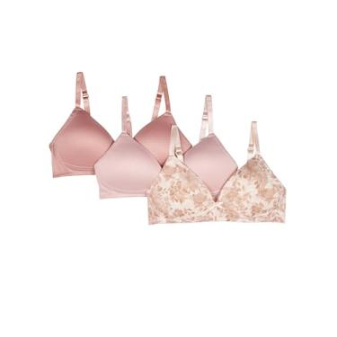 Imagem de TAHARI Pacote com 3 sutiãs de treinamento sem aro para meninas – alças ajustáveis, macio e confortável, ideal para adolescentes e iniciantes, Floral pálido, pêssego, rosa, 32A