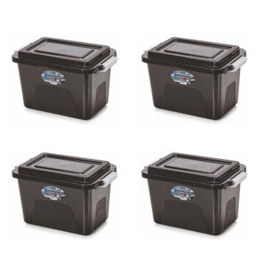 Imagem de Kit 4 Caixas Organizadoras Alta Black 4,5 L Tampa E Trava