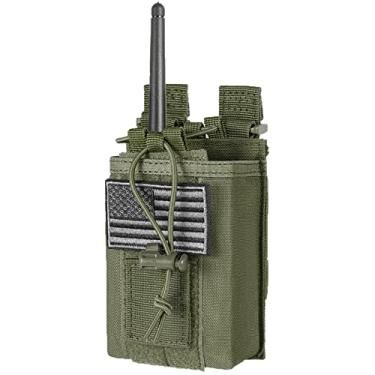 Imagem de FRTKK Suporte de rádio tático Molle bolsa de rádio universal bolsa de rádio militar resistente para bombeiro policial colete walkie talkies de duas maneiras (verde exército)