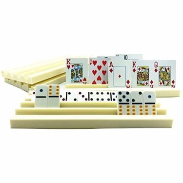 Imagem de Yuanhe 4Pack Plastic Domino Holders - Domino Racks Trays Organizer for Classic Board Games Tiles Family Games, Mexican Train Chicken Foot Cuban Dominoes Accessories
