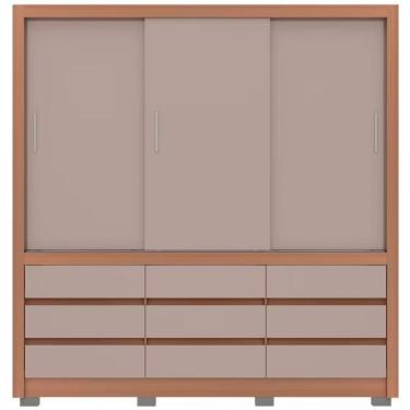 Imagem de Guarda-roupa Bartira Arezzo Com 3 Portas E 9 Gavetas Avelã-cappuccino