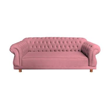 Imagem de Sofá Chesterfield Capitone Elisabeth Suede 1,80cm - novo encanto, ROSA