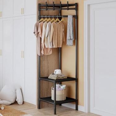 Imagem de Guarda-roupa De Canto, Árvore De Canto De 2/3 Andares, Guarda-roupa De Entrada De Metal, Cabideiro Independente, Sapateira, Organizador Para Quarto, Sala De Estar E Casa, B, 3 layers