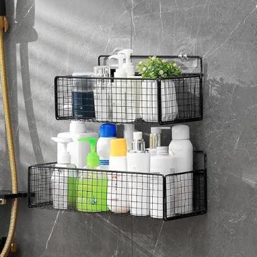 Imagem de Kit 2 Prateleiras Suporte Organizador De Parede Para Banheiro Cozinha Lavanderia Shampoo E Sabonete Com Alto Adesivo(Kit Retangular)