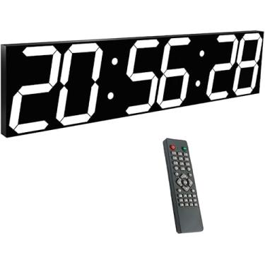 Imagem de Relógio De Parede Digital Led De 27 Polegadas, Brilho De 8 Níveis, Dimmer Automático, Alarme, Calendário, Termômetro, Controle Remoto, Para Academia De Cafeteria De Armazém Indust, White