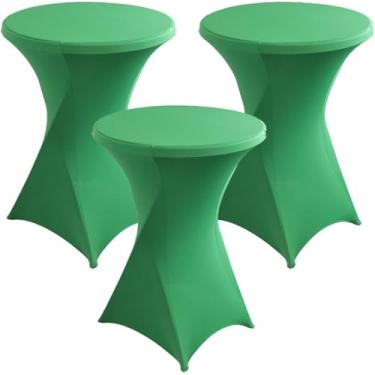 Imagem de 3 Pack Capa De Mesa De Coquetel Stretch Ø 60/80 Cm Toalha De Mesa Redonda Sdex Ajustada Para Casamento Banquete Festa Aniversário Bar Fornecedor Decoração De Evento, Green, 80cm/32inch