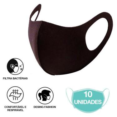 Imagem de 10 Máscaras Laváveis Reutilizável Marrom Cuidado Pessoal - Neoprene
