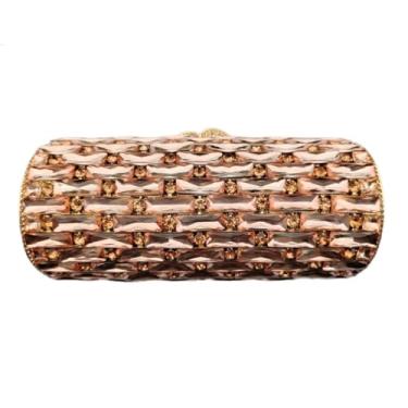 Imagem de GSYPS Bolsa feminina com strass de cristal de luxo para festa formal de diamante, bolsa brilhante e bolsa de mão, Champanhe, Small