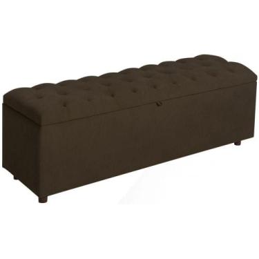 Imagem de Baú Recamier Rominha Veludo Marrom 160 cm - TNA Decor