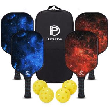 Imagem de Conjunto de pás Pickleball DULCE DOM com 4 bolas de madeira e bolsa