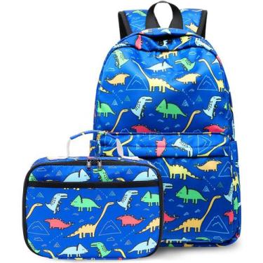 Imagem de Mochila CAMTOP para crianças e meninos com lancheira Dinosaur Dark Blu