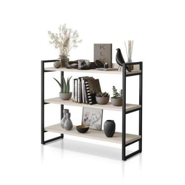 Imagem de Aparador Milão Com 3 Prateleiras Klm Móveis Preto Com Off White - OUTR