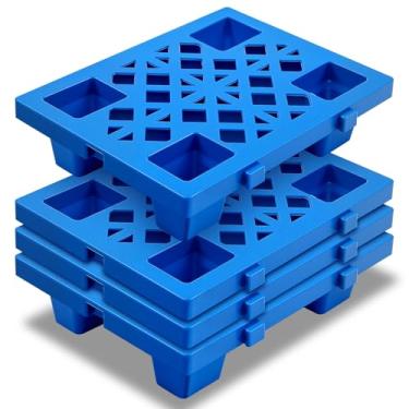 Imagem de Thyle 4 peças de paletes de plástico para armazenamento de porão, palete de piso leve 40 x 29 x 9 cm, aninhável, à prova de umidade, com grade respirável externa, antiderrapante, garagem, armazém