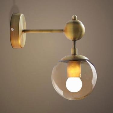 Imagem de Arandelas de parede estilo industrial retrô, Abajur de vidro transparente com base E 26 E 27, luminária de parede criativa nórdica para quarto, sala de estar, banheiro, bar, café, corredor, corredor