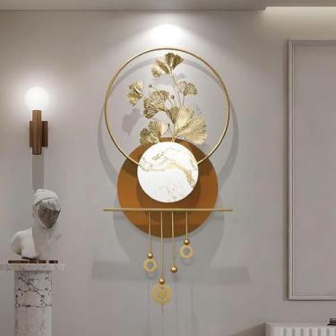 Imagem de YTHLZVBP Decoração de parede de metal grande 99 cm para sala de estar moderna 3D decoração de parede de metal arte escultura de parede de metal para quarto, sala de jantar, decorações de parede