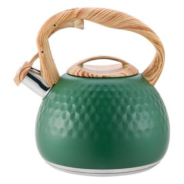 Imagem de wang hao shop Chaleiras de chá, panelas Whistlitea, padrão de martelo, chaleira para fogão, com alça ergonômica de toque legal, bule de chá, adote um botão Openiand Closiuniversal base/9/tamanho: